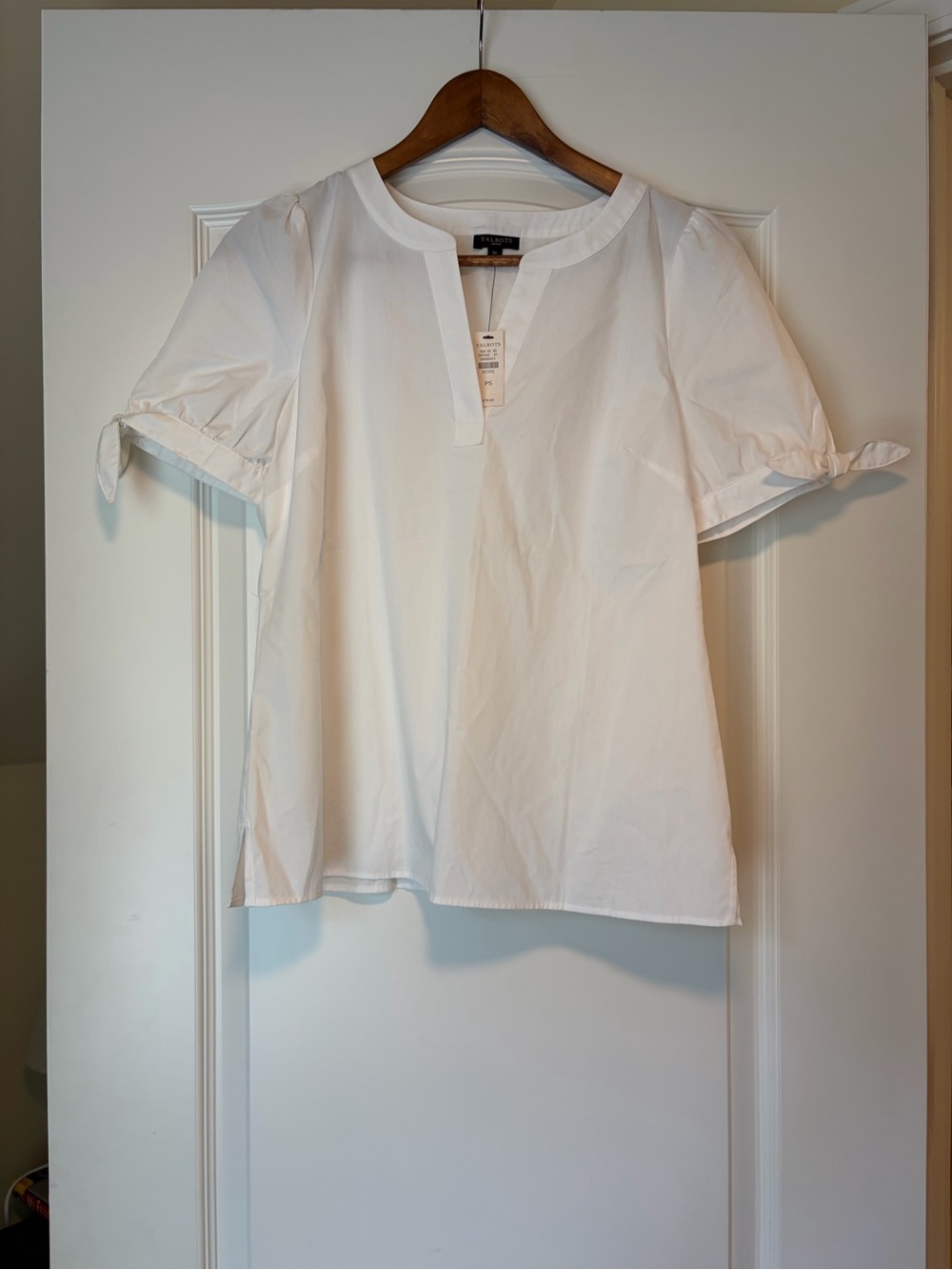 NWT Talbots Shirt Sleeve Bow Detail Blouse